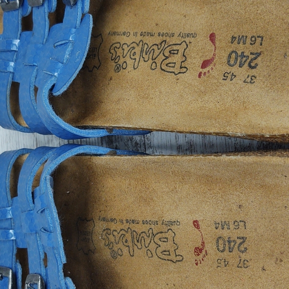 🟦Sz 37 Like New Birkenstock Blue Triple Strap Slide Sandal - Picture 11 of 16